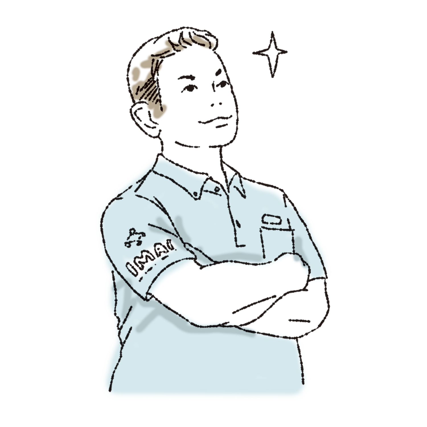 腕を組む二代目社長のイラスト